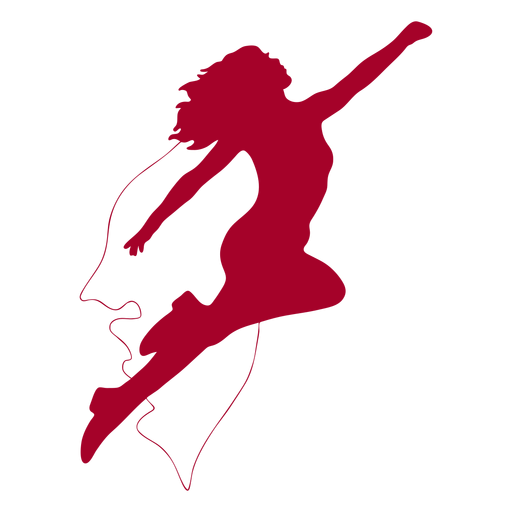 Leaping supergirl stroke red PNG Design
