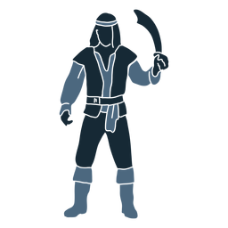 Cutelo de pirata masculino em pé posando duotone azul Desenho PNG
