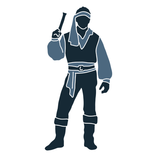 Arma pirata masculina em pé posando duotone azul