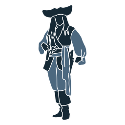 Männlicher Pirat stehend der blauen Duotone aufwirft PNG-Design
