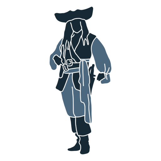 Pirata masculino em pé posando duotone azul