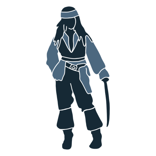 Pirata masculino em p? com espada azul duotone Desenho PNG