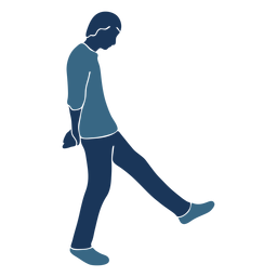 Hombre chico perezoso caminar perfil azul duotono Diseño PNG