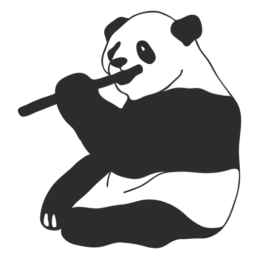 Panda eating bamboo stroke PNG Design