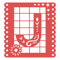 Papel picado mayúscula j Diseño PNG