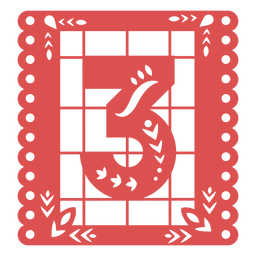 Papel picado número 3 Desenho PNG