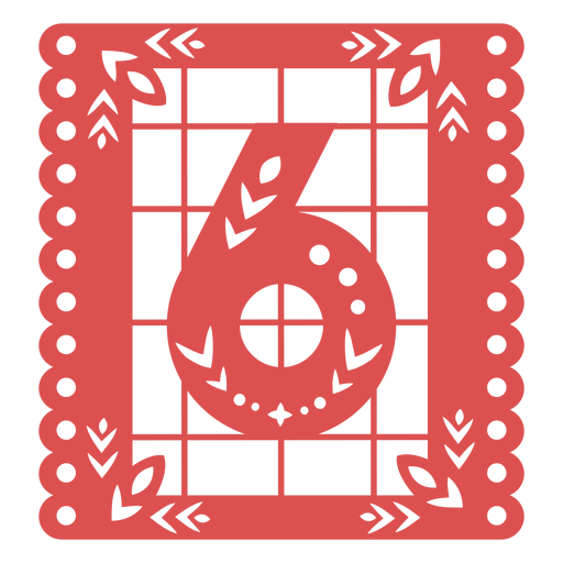 Papel Picado Nummer 6 PNG-Design
