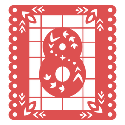 Papel picado numero 8 Diseño PNG