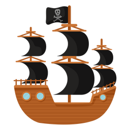 Pirate ship black sail flat illustration PNG Design