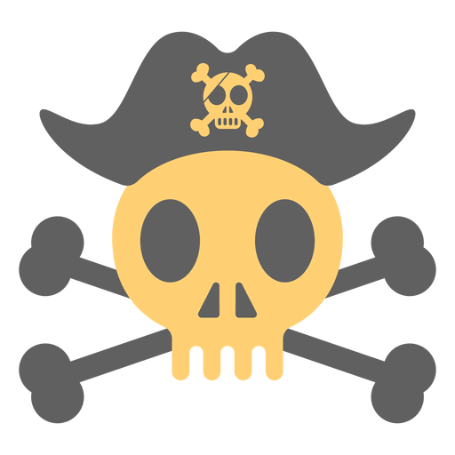 Sombrero de calavera pirata sobre ilustraci?n de esqueleto Diseño PNG