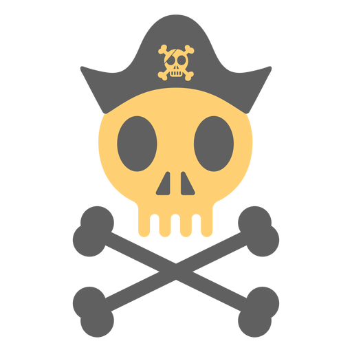Ilustração do esqueleto do chapéu com caveira de pirata