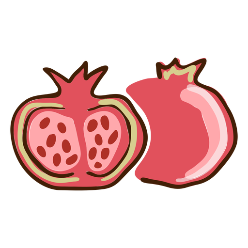 Dibujado a mano fruta de granada Diseño PNG