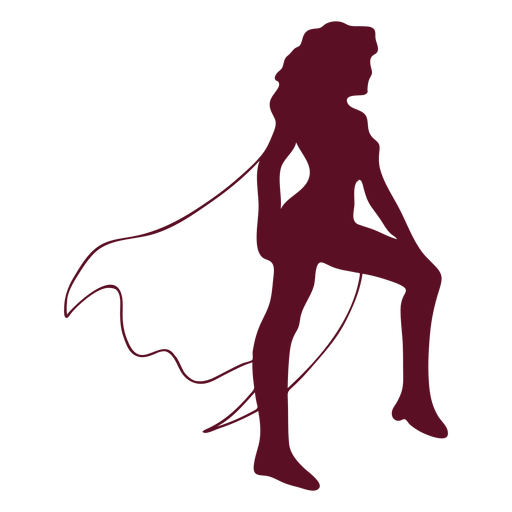 Profile posing supergirl stroke brown PNG Design