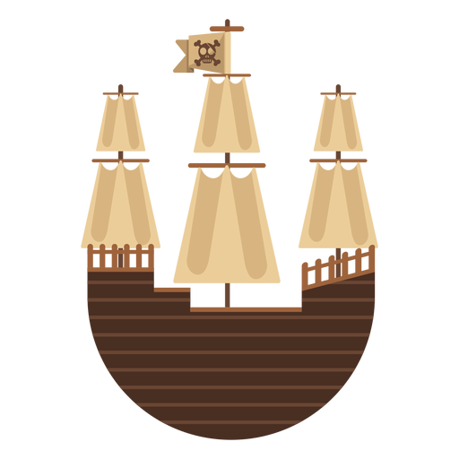 Icono de barco de vela pirata redondo Diseño PNG