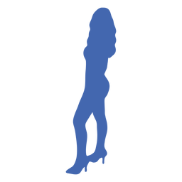 Silhueta de perfil de garota sexy de salto alto azul