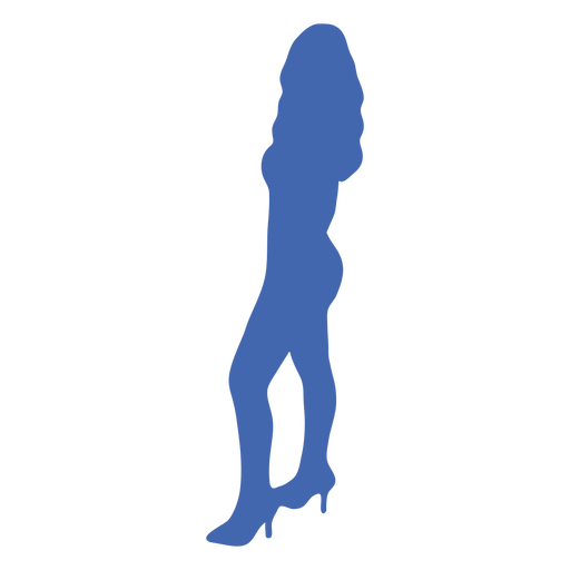 Sexy girl high heels profile silhouette blue PNG Design