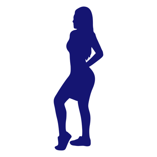 Perfil de chica sexy posando silueta azul