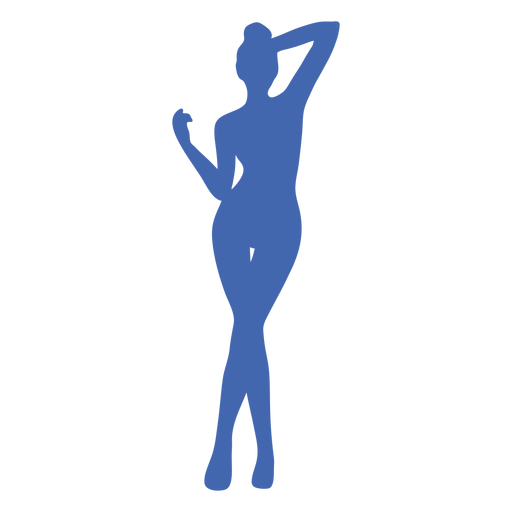 Sexy girl standing posing silhouette blue PNG Design