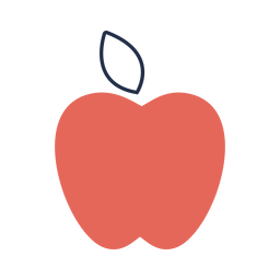 Maçã vermelha plana de forma simples Desenho PNG