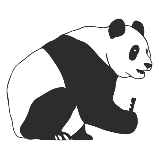 Golpe de perfil de panda sentado Diseño PNG