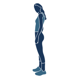 Chica flaca de pie perfil azul duotono Diseño PNG