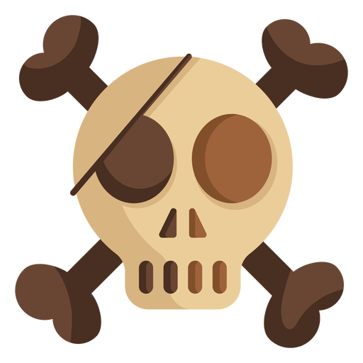 Skull head eye patch illustration flat PNG Design