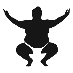 Squatting arms up sumo wrestler silhouette PNG Design Transparent PNG