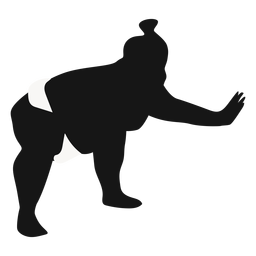 Squatting pushing sumo wrestler silhouette PNG Design Transparent PNG