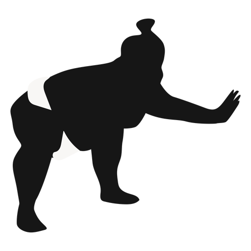 Hockend drückend Sumo Wrestler Silhouette PNG-Design