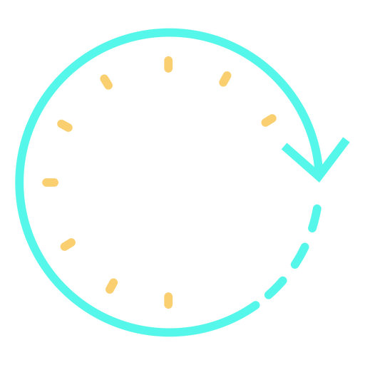 Tiempo flecha circular reloj trazo cian naranja Diseño PNG