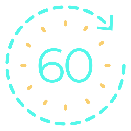 Icono de temporizador 60 trazo cian Diseño PNG