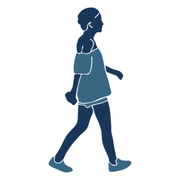 Mujer niña pantalones cortos para caminar perfil azul duotono