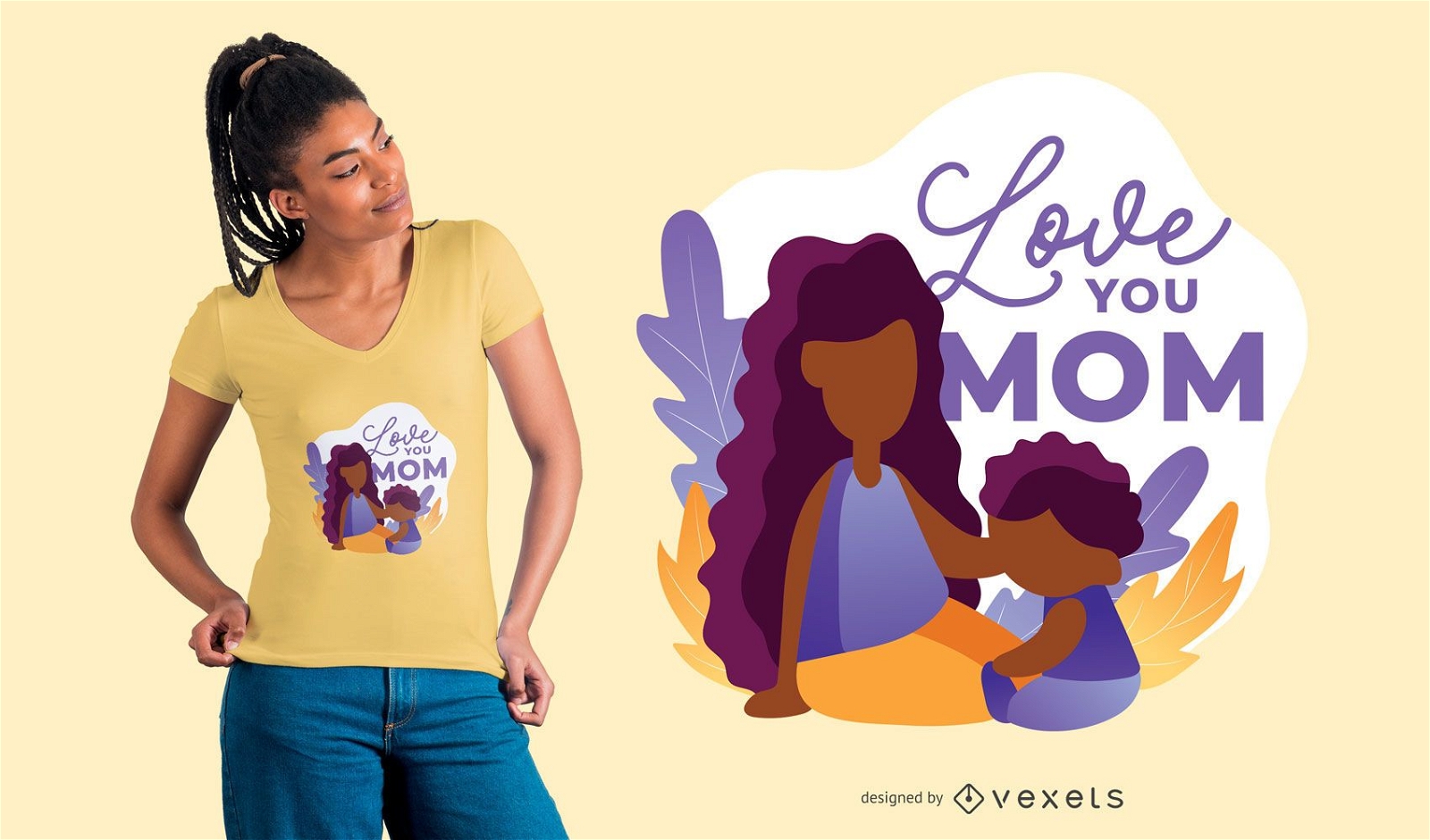 Love You Mom Illustration Design de camisetas