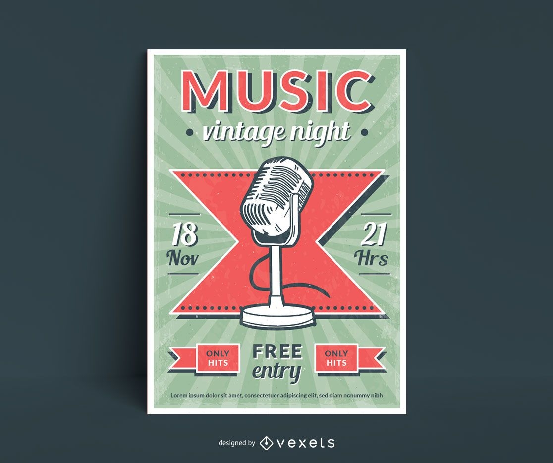 Diseño de carteles de música estilo vintage