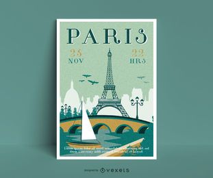 Travel to paris poster template