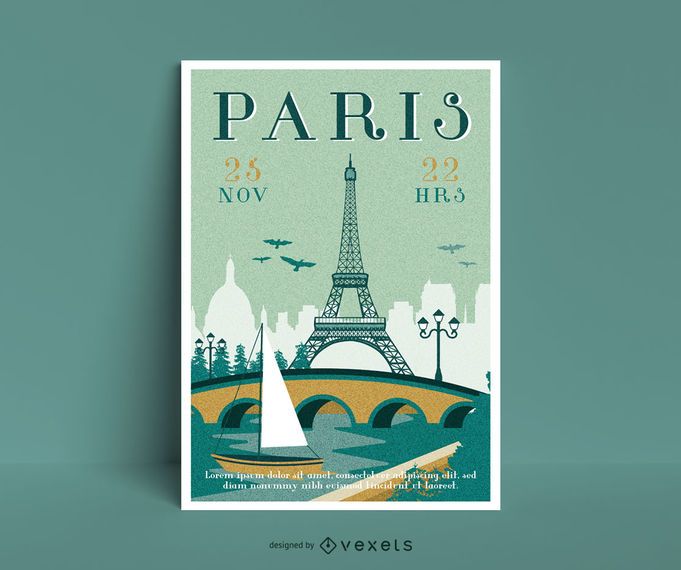 Plantilla de póster de viaje a París Plantilla de póster de viaje a París