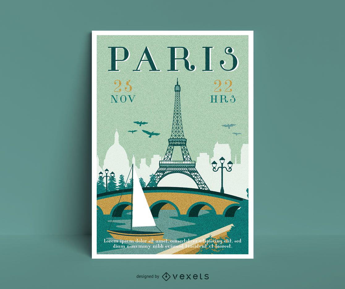 Reisen Sie zur Pariser Plakatvorlage