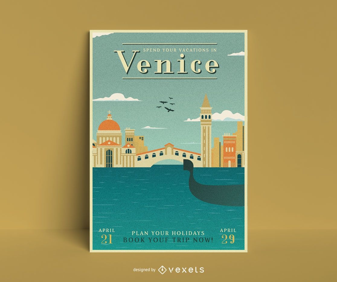 Reisen Sie nach Venedig Poster Vorlage