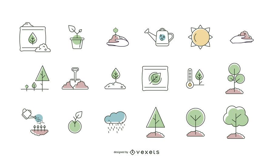 Tree planting icon line collection Tree planting icon line collection
