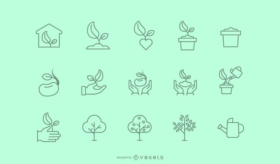 Tree planting stroke icon collection Tree planting stroke icon collection