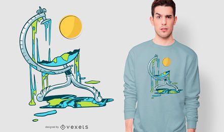 Geschmolzenes Globus-T-Shirt Design Geschmolzenes Globus-T-Shirt Design