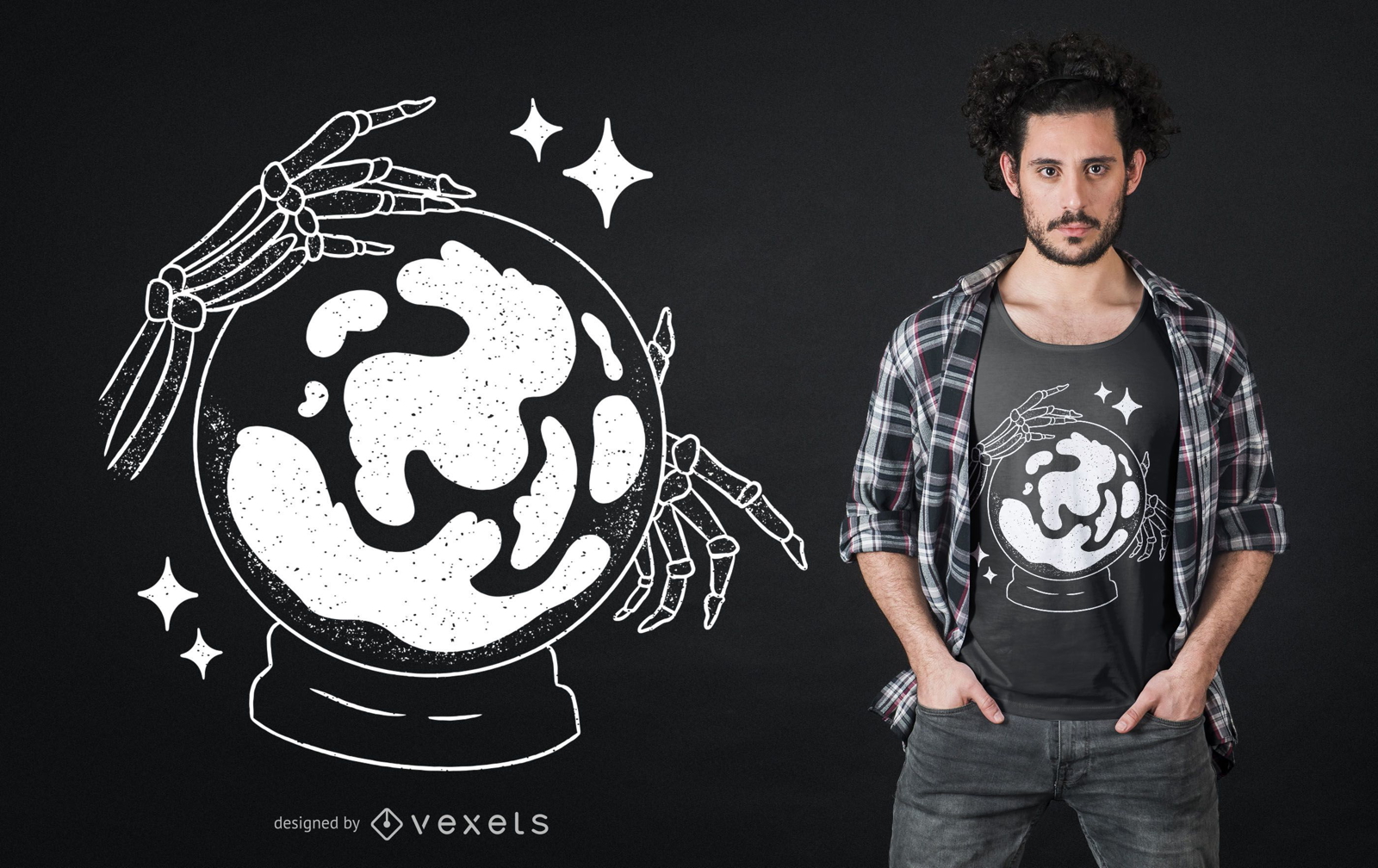 Diseño de camiseta Skeleton Crystal Ball