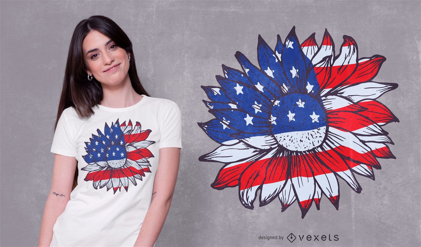 Design de camiseta de girassol americano