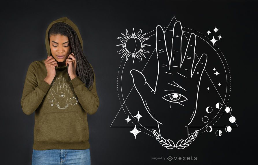 Mystical Hand Eye T-shirt Design Mystical Hand Eye T-shirt Design