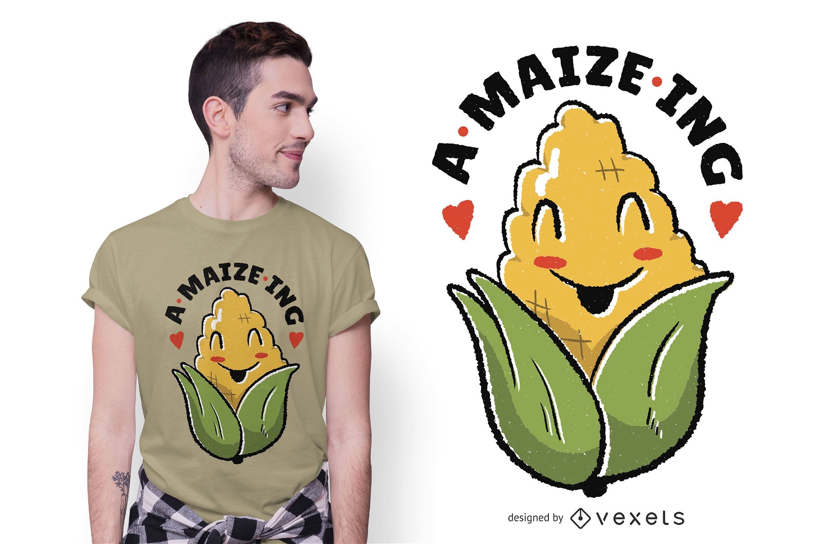 Erstaunliches Mais-Cartoon-T-Shirt Design