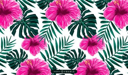 Design de padrão de flor de hibisco tropical