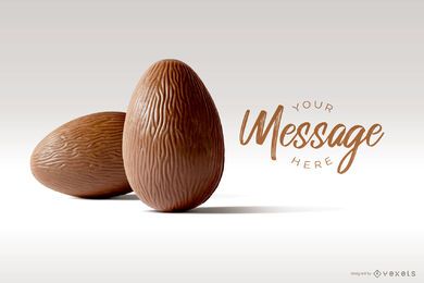 Maqueta de imagen de huevo de Pascua de chocolate Maqueta de imagen de huevo de Pascua de chocolate