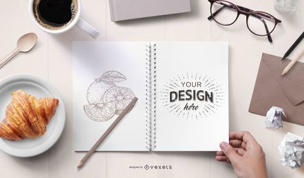 Abra o Notepad Mockup Design