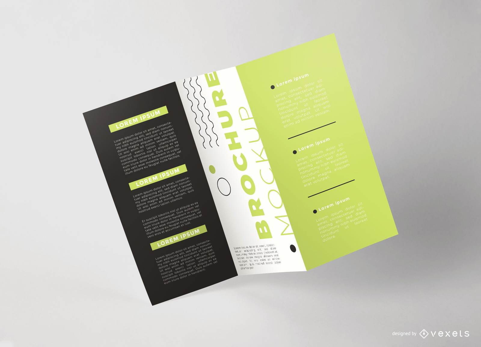 Tri-fold Floating Brochure Mockup