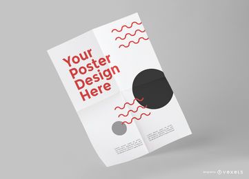 Fliegendes zerknittertes Poster Mockup